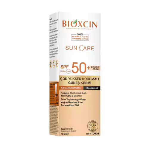 کرم ضدآفتاب رنگی بیوکسین محافظ بسیار بالا مناسب پوست خشک 50 میل Bioxcin Gunesh kremi spf 50